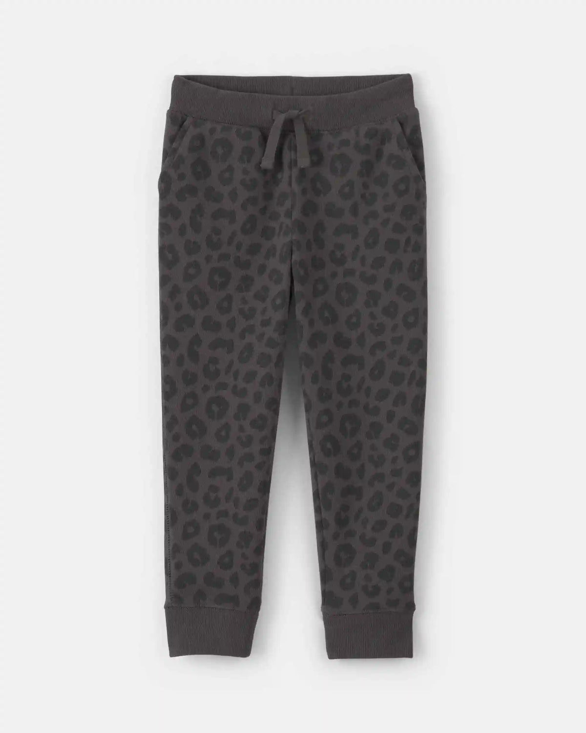 Toddler Girl Leopard Fleece Joggers - Black