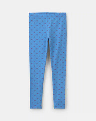 Girls Bow Pull-On Stretch Leggings - Blue