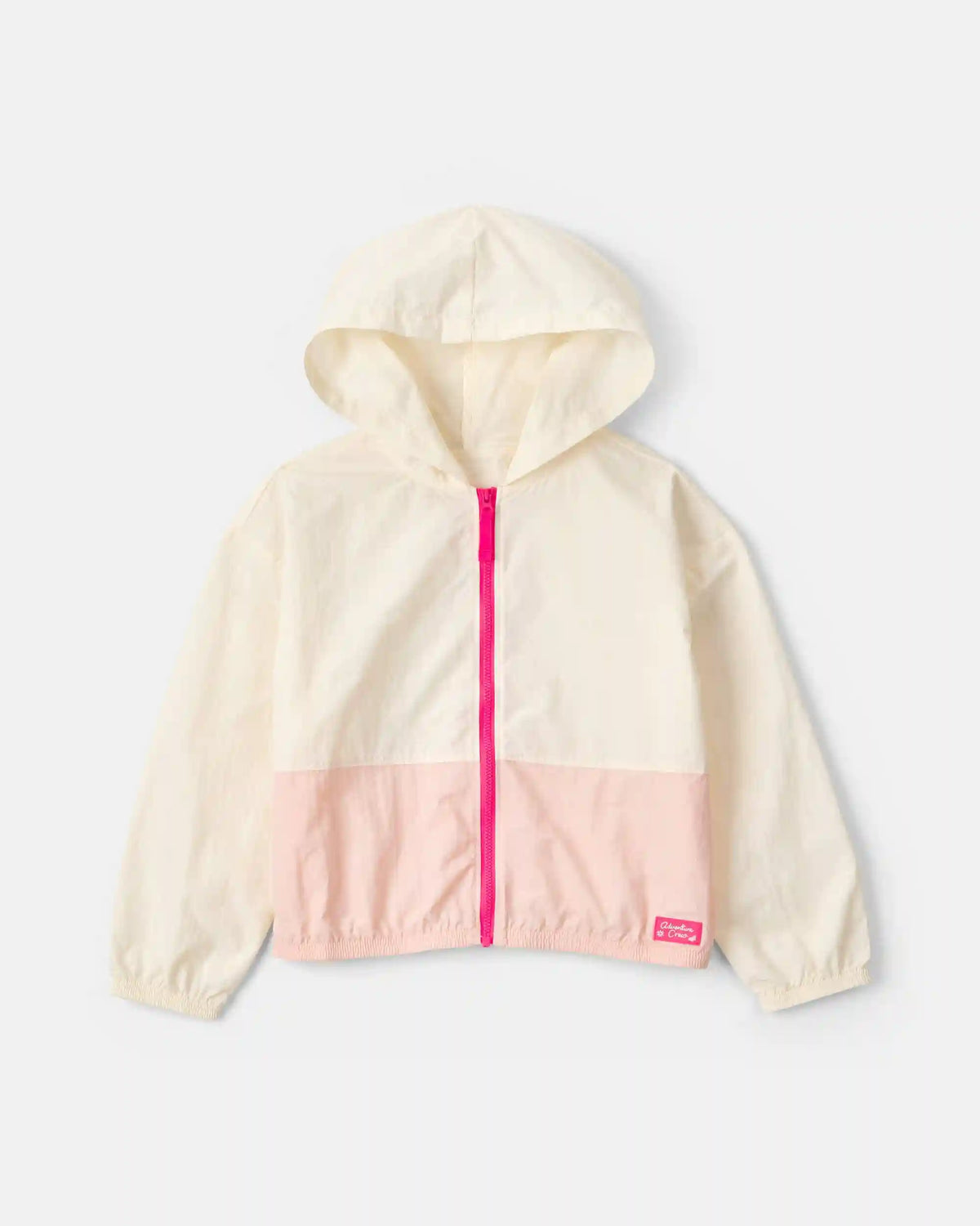 Girls Colorblock Zip-Up Jacket - Ivory/Pink