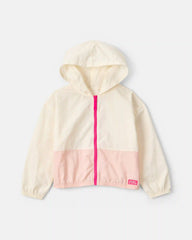 Girls Colorblock Zip-Up Jacket - Ivory/Pink