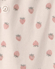 Baby Girl Organic Cotton Wrap Bodysuit in Strawberry Print