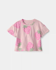 Baby Girl Strawberry Relaxed Top - Pink