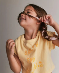 Toddler Girl 'Salty Sun Socials' Boxy Tee - Yellow