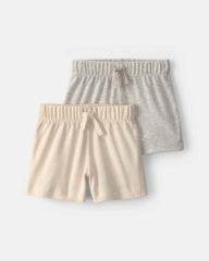 Baby 2-Pack Shorts - Cream/Grey