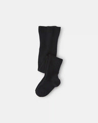 Baby Girl Ribbed Tights - Black