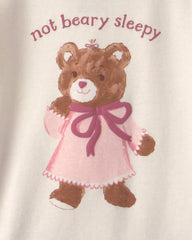 Toddler Girl 4-Piece Bear Varsity 100% Cotton Snug Fit Pajama Set - Pink/Cream