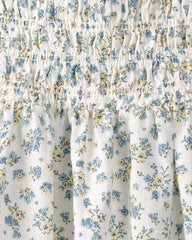Toddler Girl Smocked Dress Made with Organic Cotton in Spring Bloom Print