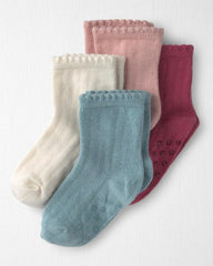 Toddler Girl 4-Pack No-Slip Ankle Socks Made with Organic Cotton