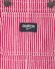 Baby Boy Hickory Stripe Overalls - Red/White