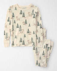 Kids 2-Piece Organic Cotton Pajamas in Reindeer Forest