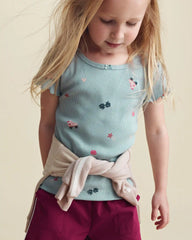Toddler Girl Roller Skate Rib Top - Blue
