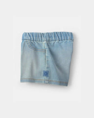 Baby Girl French Terry Knit Shorts - Light Wash