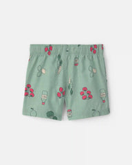 Toddler Boy Veggie Fruit Shorts - Green