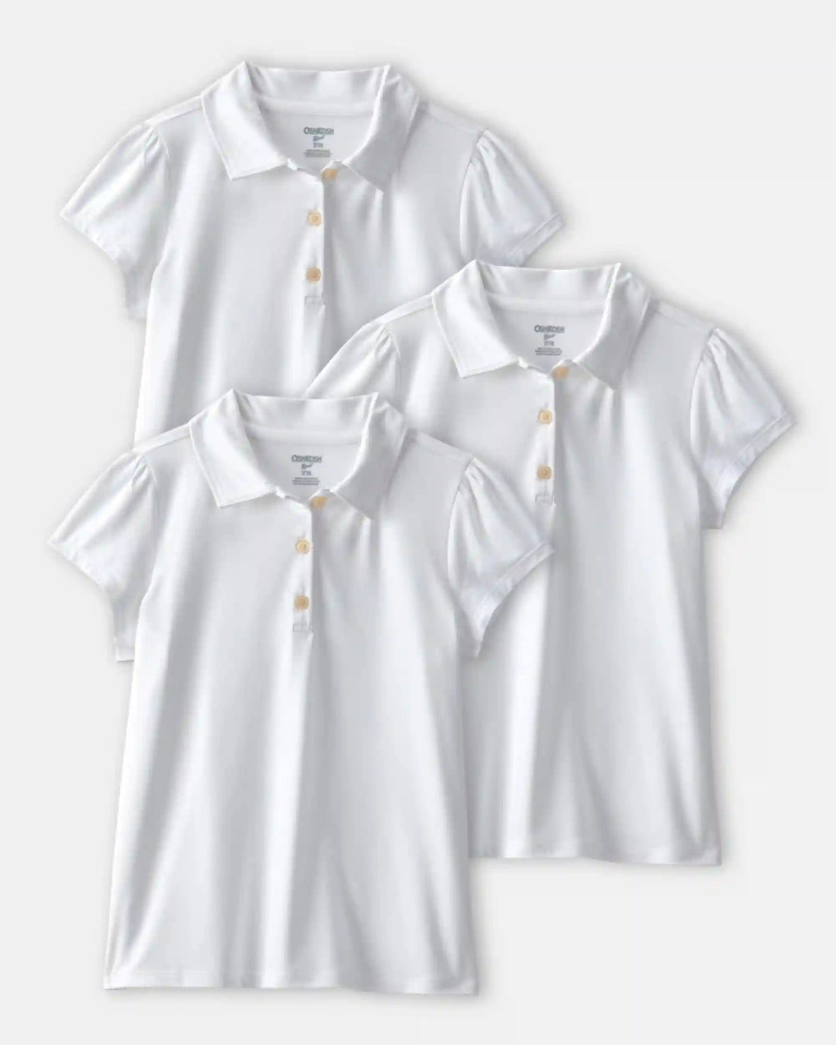 Girls 3-Pack Uniform Active Polo Shirts - White