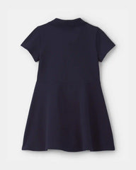 Toddler Girl Uniform Piqué Short-Sleeve Dress - Navy