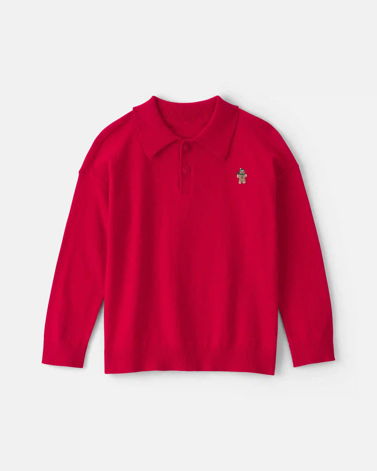 Toddler Boy Gingerbread Polo Sweater - Red