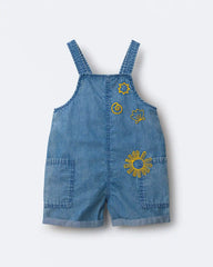 Toddler Embroidered Shortall with Pockets in Chambray