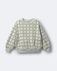 Toddler Otter Sweatshirt™ with Pockets in Checkered Print - Light Blue
