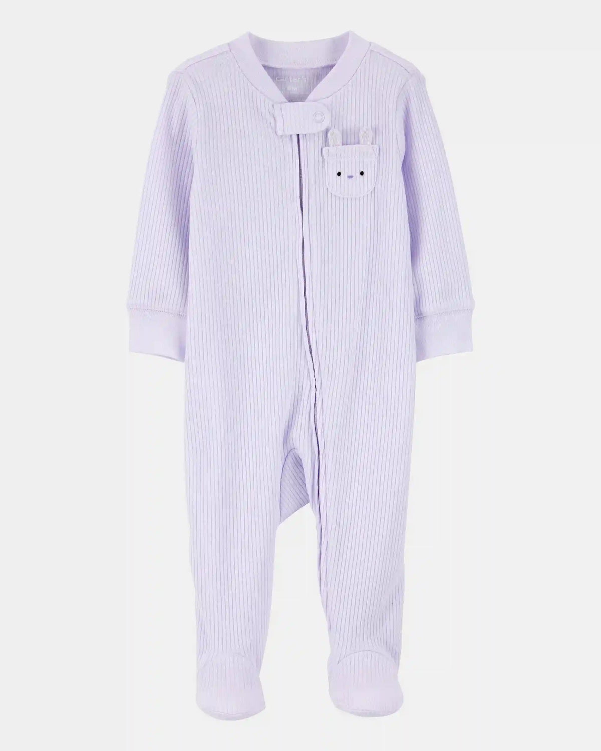 Baby Girl Bunny 2-Way Zip Ribbed Sleep & Play Pajamas - Purple