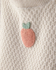 Baby Girl 2-Piece Peach Crochet Top & Short Set - Cream