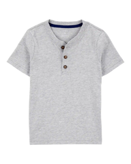 Baby Boy Short-Sleeve Henley Tee - Grey
