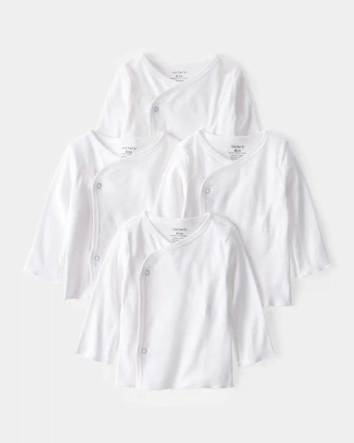 Baby 4-Pack Long-Sleeve Side-Snap Tees - White