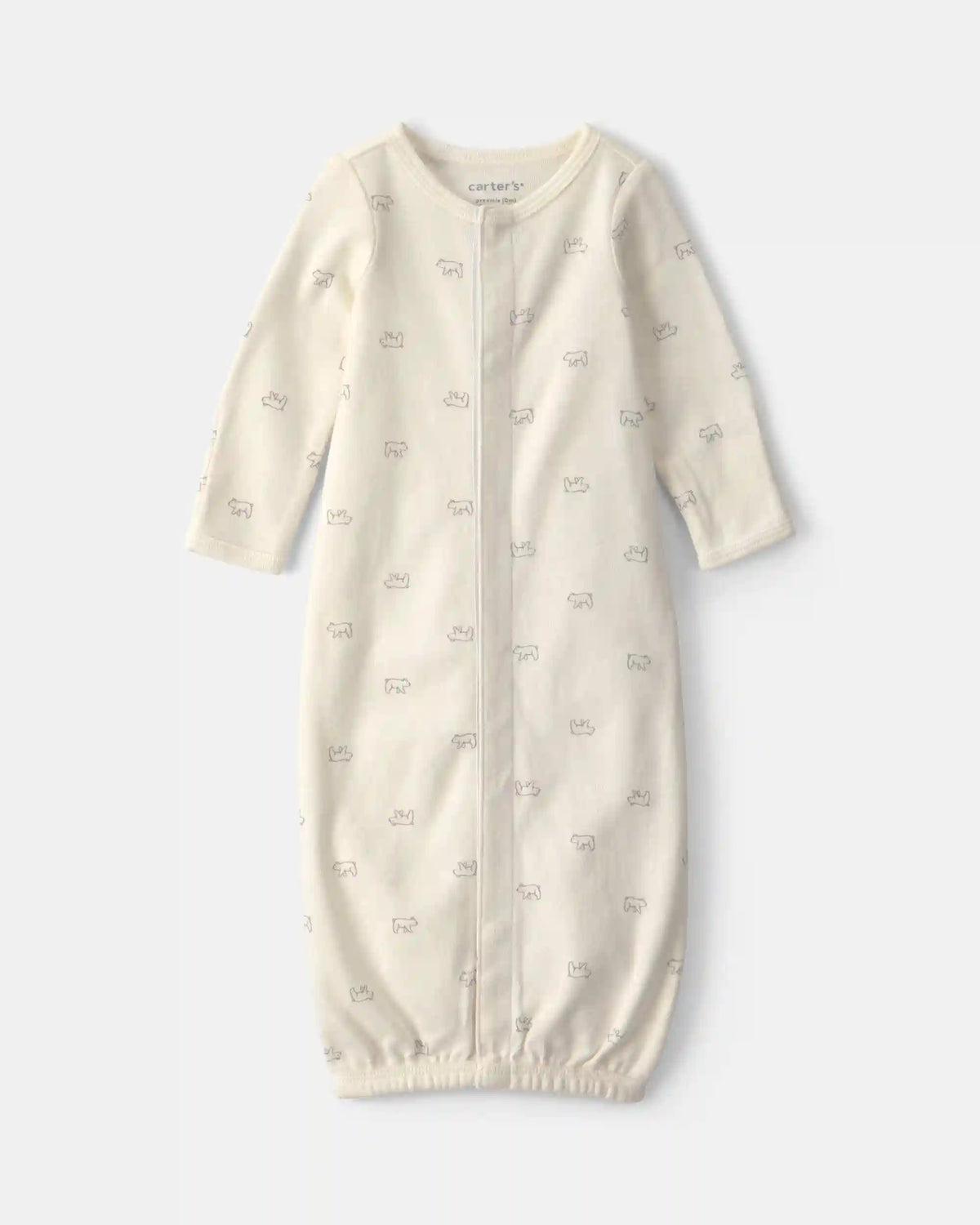 Baby Bear Long-Sleeve Sleeper Gown - Cream