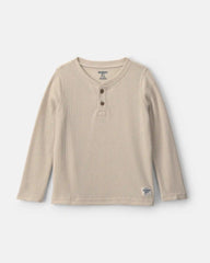 Toddler Boy Thermal Long-Sleeve Henley T-Shirt - Tan