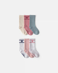 Toddler Girl 6-Pack Heart Varsity Stripe Crew Socks