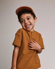 Toddler Boy Henley Tee with Pocket - Golden Yellow