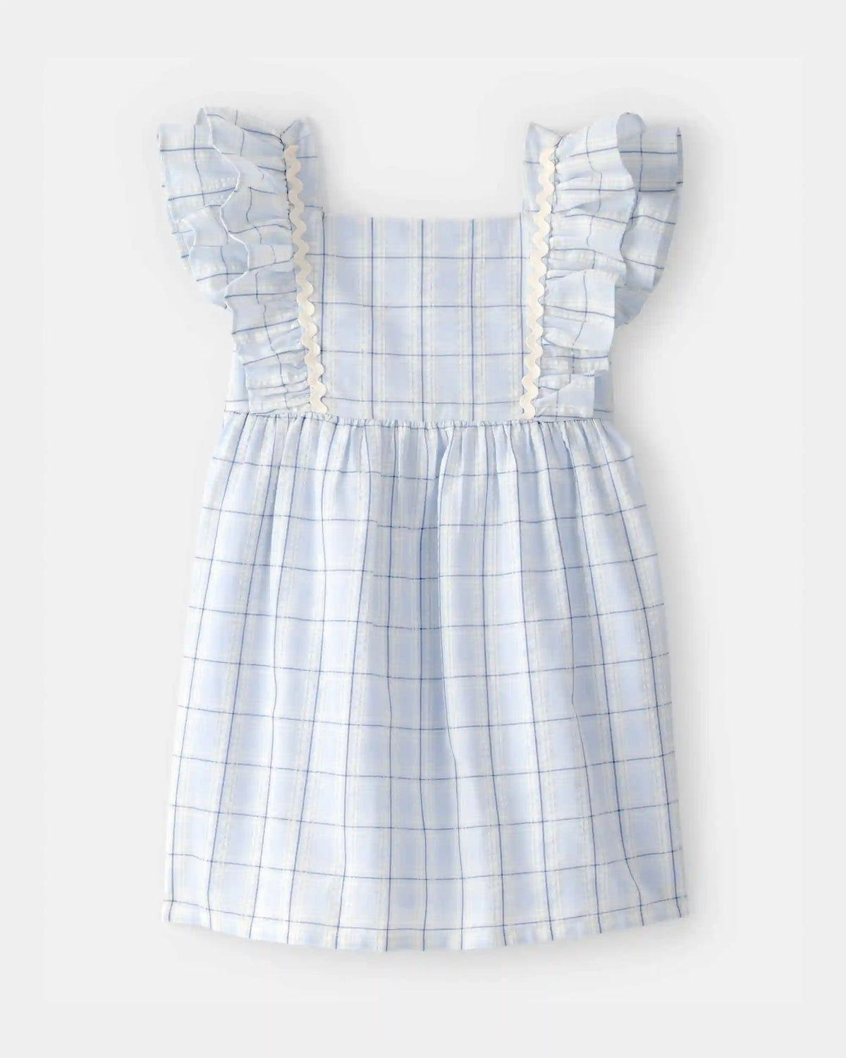 Toddler Girl Plaid Ruffle-Sleeve Dress - Blue/White