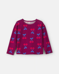 Toddler Girl Cherry Long-Sleeve Top - Burgundy
