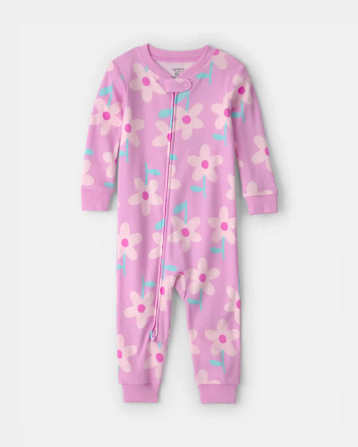 Toddler Girl Floral 100% Cotton Snug Fit 1-Piece Pajama - Pink
