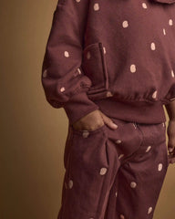 Toddler Girl Pleated Pants in Polka Dots - Burgundy
