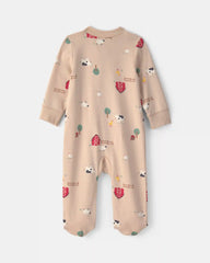 Baby Farm 100% Cotton 2-Way Zip Sleep & Play Pajamas - Beige