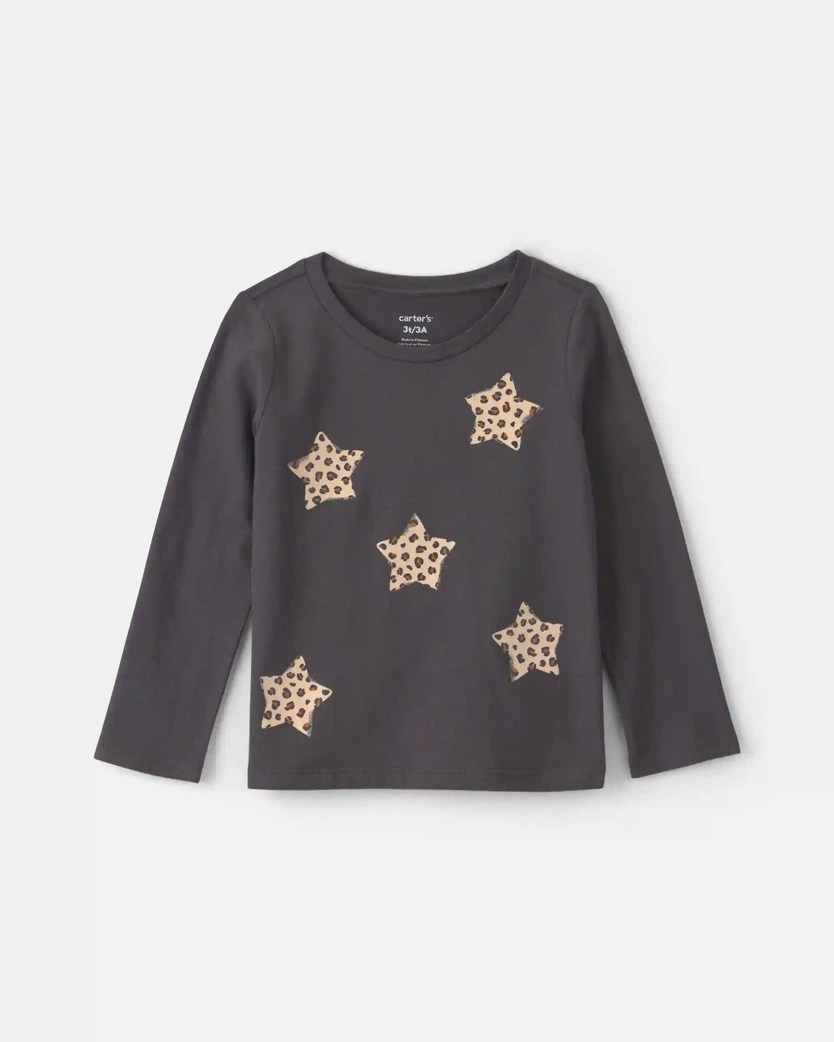 Toddler Girl Leopard Star Long-Sleeve Graphic Tee - Black