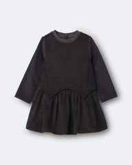 Toddler Girl Long-Sleeve Drop-Waist Dress - Dark Grey