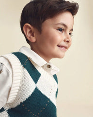 Toddler Boy Argyle Sweater Vest - Green/Cream