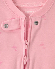 Baby Girl Flamingo 100% Cotton Snug Fit 1-Piece Pajama - Pink