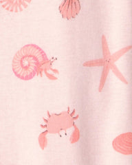 Baby Girl Seashell 100% Cotton Snug Fit 1-Piece Pajama - Pink