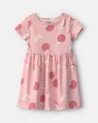 Toddler Girl Apple Short-Sleeve Dress - Pink