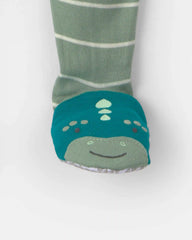 Baby Boy 1-Piece Dino Striped 2-Way Zip 100% Cotton Snug Fit Footed Pajama - Green