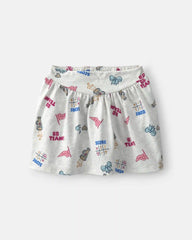 Girls 'Go Team' Cotton Skort - Grey