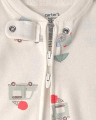 Baby 2-Pack Ice Cream Truck 100% Cotton Snug Fit 1-Piece Pajama - Blue/Ivory