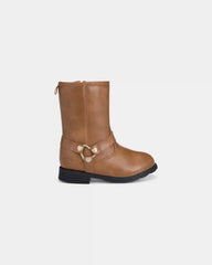 Girls Heart Riding Boots - Brown