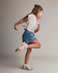 Toddler Girl Ruched Shorts in Chambray