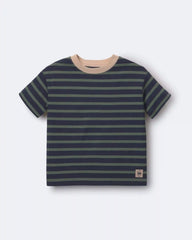 Toddler Boy Relaxed Tee in Stripes - Navy/Beige