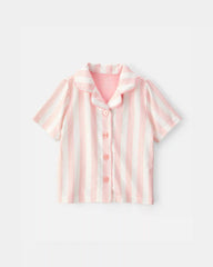 Toddler Girl Striped Loose Fit 2-Piece Pajama Set - Pink/Ivory