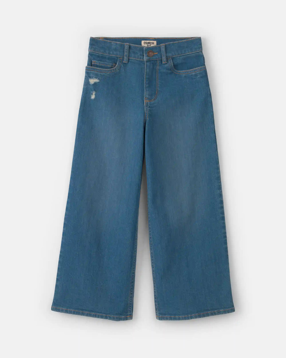 Girls Cropped Wide-Leg Jeans - Medium Wash
