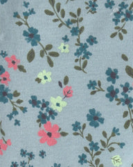 Baby Girl 3-Piece Floral Teddy Fleece Layering Set - Blue/Cream